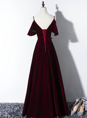 Elegant Velvet Long Bridesmaid Dress Outfits For Women , Charming Party Gowns