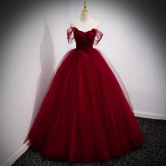 Fairytale Tulle Burgundy Sweet 16th Dress Outfits For Women Ball Gown for Prom,Princess Formal Dresses