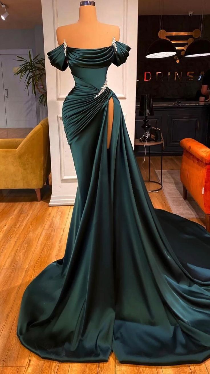 Fashion Green Evening Dress Outfits For Girls, Long Prom Dresses