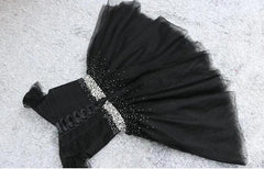 Fashionable Black Short Beaded Party Dress Outfits For Girls, Black Prom Dress