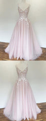 Appliques Prom Dresses, Pink Prom Dresses, Prom Dresses, A Line Prom Dresses, Long Long Prom Dresses