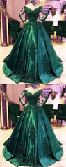 Dark Green Ball Gown Emerald Green Prom Dress, Ball Gown Wedding Dress