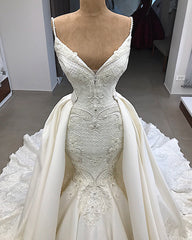Glamorous Mermaid Sleeveless Lace Wedding Dress Overskit