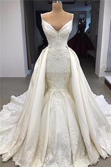 Glamorous Mermaid Sleeveless Lace Wedding Dress Overskit