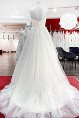 Gorgeous Long A-line Sweetheart Spaghetti Straps Tulle Lace Wedding Dresses