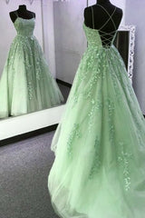Green Prom Dresses For Black girls Long A line Tulle Formal Evening Dress