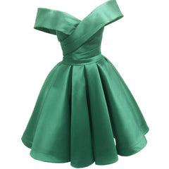 Green Satin Sweetheart Off Shoulder Satin Party Dress Outfits For Girls, Green Homecoming Dress Outfits For Women Prom Dress