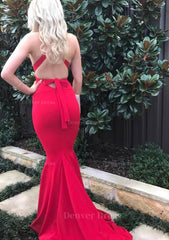 Jersey Prom Dress Outfits For Women Trumpet Mermaid Sleeveless Court Train