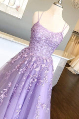 A Line Tulle Yellow Spaghetti Straps Prom Dresses With Appliques Party Dresses
