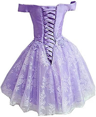 Lavender Lace and Satin Sweetheart Homecoming Dress Outfits For Girls, Lavender Short Prom Dress