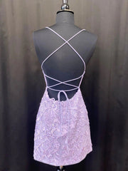 Lavender Lace Short Homecoming Dresses For Black girls For Women,Backless Hoco Dress