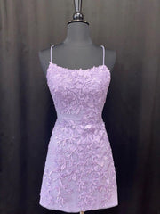 Lavender Lace Short Homecoming Dresses For Black girls For Women,Backless Hoco Dress