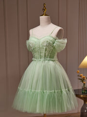 Light Green Tulle Short Party Dress Outfits For Women Graduation Dress Outfits For Girls, Cute Short Formal Dress