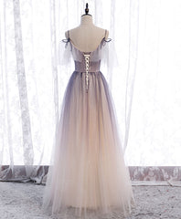 Light Purple Tulle Sequin Long Prom Dress Outfits For Girls, Purple Formal Party Dress