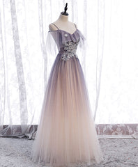 Light Purple Tulle Sequin Long Prom Dress Outfits For Girls, Purple Formal Party Dress