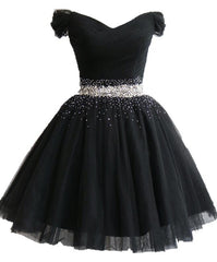 Little Black Homecoming Dress Outfits For Women Tulle Cute Short Formal Dress