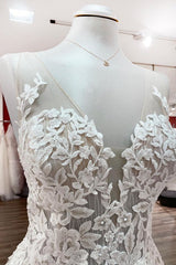 Long A-line Sweetheart Tulle Open Back Wedding Dress