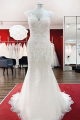 Long Mermaid Lace Sweetheart Open Back Wedding Dress Outfits For Women with Appliques Lace