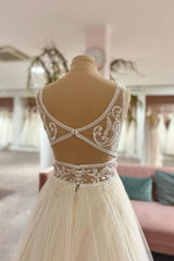 Long Sweetheart A-Line Tulle Appliques Lace Wedding Dress