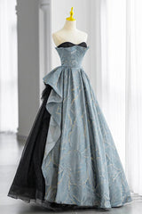 Unique Strapless Floor Length New Arrival Prom Gown, Puffy Evening Dress