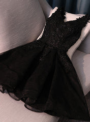 Lovely Black Lace V-neckline Short Homecoming Dress Outfits For Girls, Black Party Dress