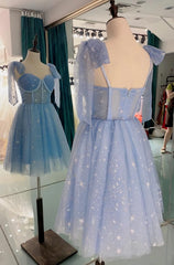 Lovely Blue Short Tulle Homecoming Dress Outfits For Women Prom Dresses For Black girls For Women, Blue Evening Dresses