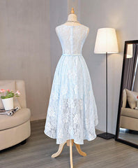 Lovely Light Blue High Low Party Dress Outfits For Women , Cute Formal Dress