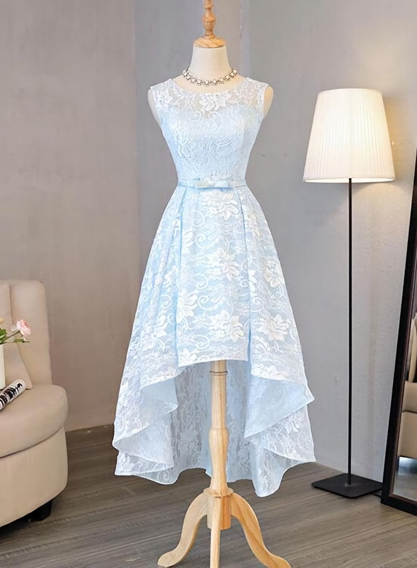 Lovely Light Blue High Low Party Dress Outfits For Women , Cute Formal Dress