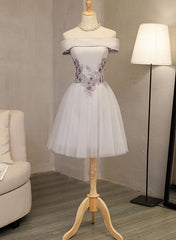 Lovely Light Grey Homecoming Dress Outfits For Women , Tulle Short Party Dress