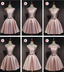 Lovely Pink Satin Short Homecoming Dresses For Black girls Party Dress Outfits For Girls, Pink Short Prom Dress
