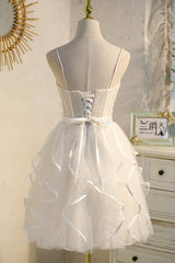 Lovely Spaghetti Strap Tulle Short Prom Dress Outfits For Girls, A-Line Homecoming Dress