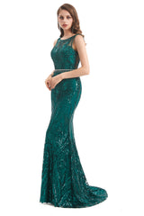 Mermaid Pattern Sleeveless Lace Prom Dresses with Belt