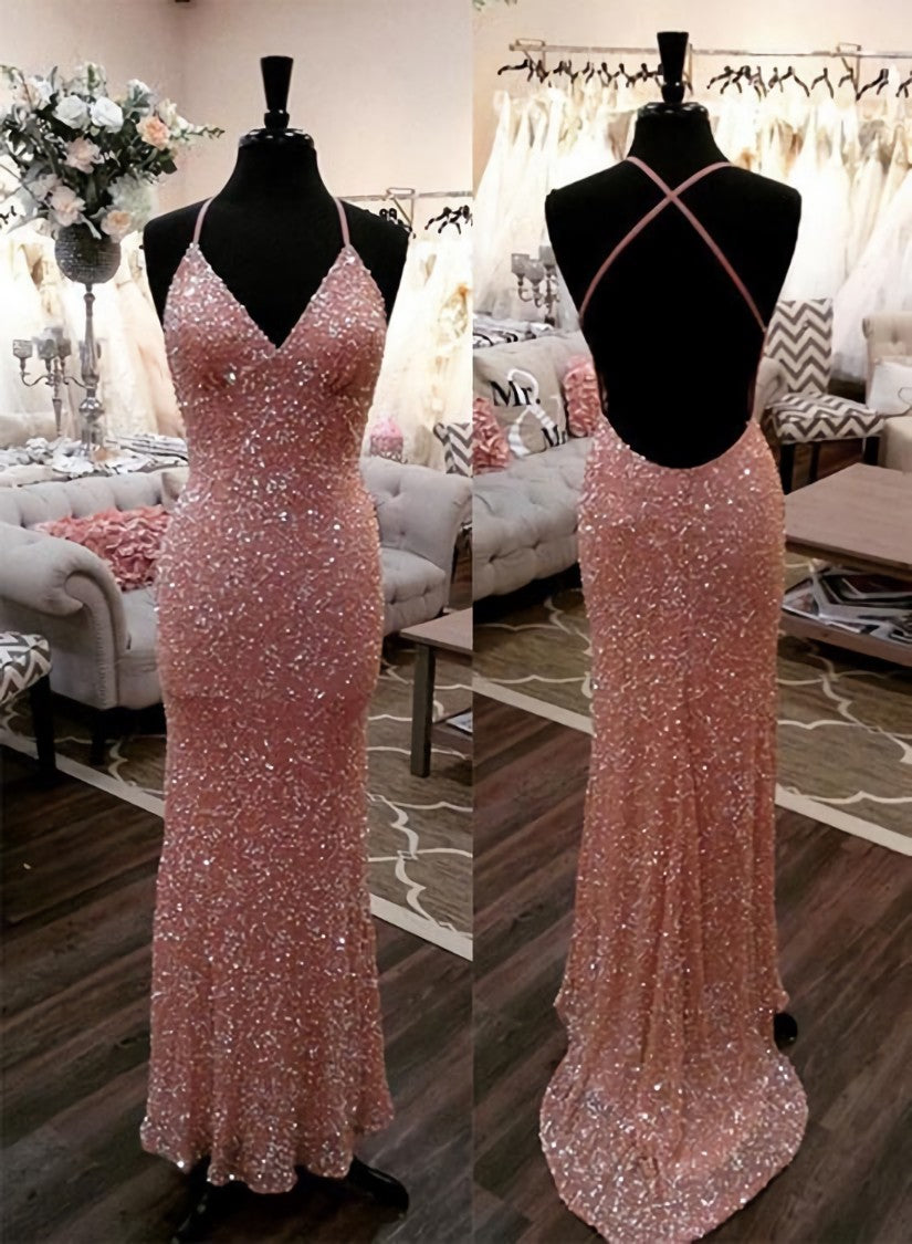 Mermaid Sequins Long Prom Dress Outfits For Girls, Evening Dress