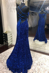 Mermaid Sequins Long Prom Dresses For Black girls For Women,Royal Blue Evening Gowns Formal Weddings