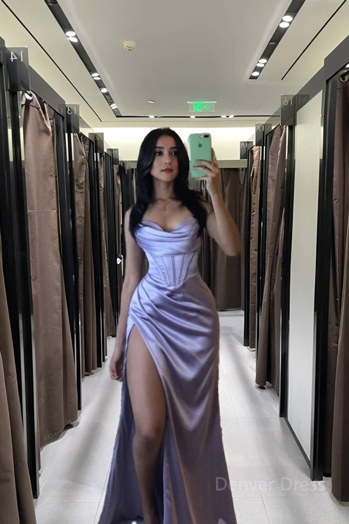 Mermaid Spaghetti Straps Floor Length Prom Dress With Slit 21st Birthday Outfit Secondary image