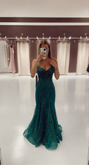 Mermaid V Neck Dark Green Prom Dress Stunning Evening Dress