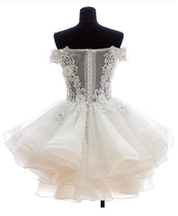 Mini Tulle Lace Short Prom Dress Outfits For Girls, Lace Cute Homecoming Dress