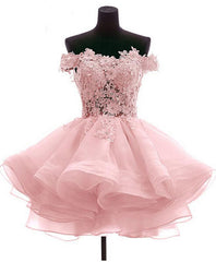 Mini Tulle Lace Short Prom Dress Outfits For Girls, Lace Cute Homecoming Dress
