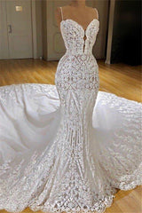 Modern Lace Mermaid Wedding Dresses For Black girls Spaghetti Straps Appliques Bridal Gowns