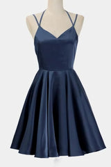 Navy Blue Short Prom Dress Outfits For Women Juniors Homecoming Dresses