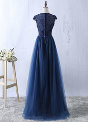 Navy Blue Tulle Long Bridesmaid Dresses For Black girls For Women, Navy Blue Bridesmaid Dresses