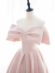 Off the Shoulder Light Pink Long Prom Dresses For Black girls For Women, Light Pink Long Formal Graduation Dresses