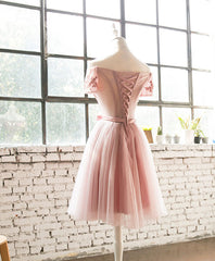 Pink Lace Tulle Short Prom Dress Outfits For Girls, Homecoming Dress