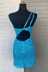 Pink Sequin One Shoulder Cutout Homecoming Dress Outfits For Women Gala Dresses For Black girls Short
