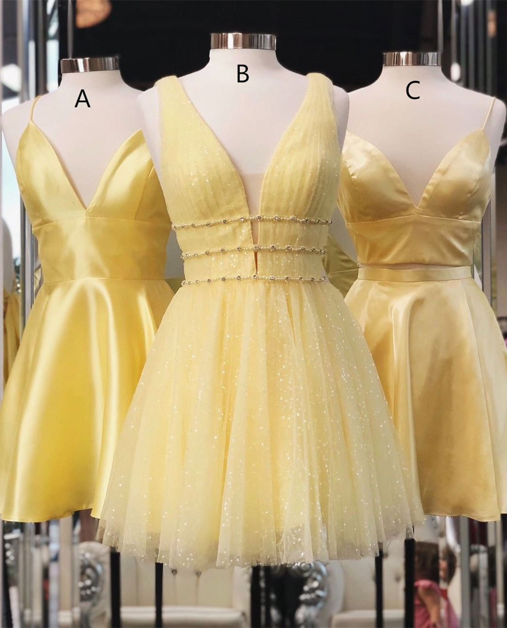 Princess A-line Short Yellow Homecoming Dresses For Black girls For Women,Cocktail Dress Outfits For Women Classy Elegant