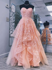 Princess Sweet 16 Dress Outfits For Women Sweetheart Neck Tulle Long Prom Dress