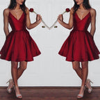 Burgundy 2023 Short Cute Simple Spaghetti Straps Homecoming Dresses