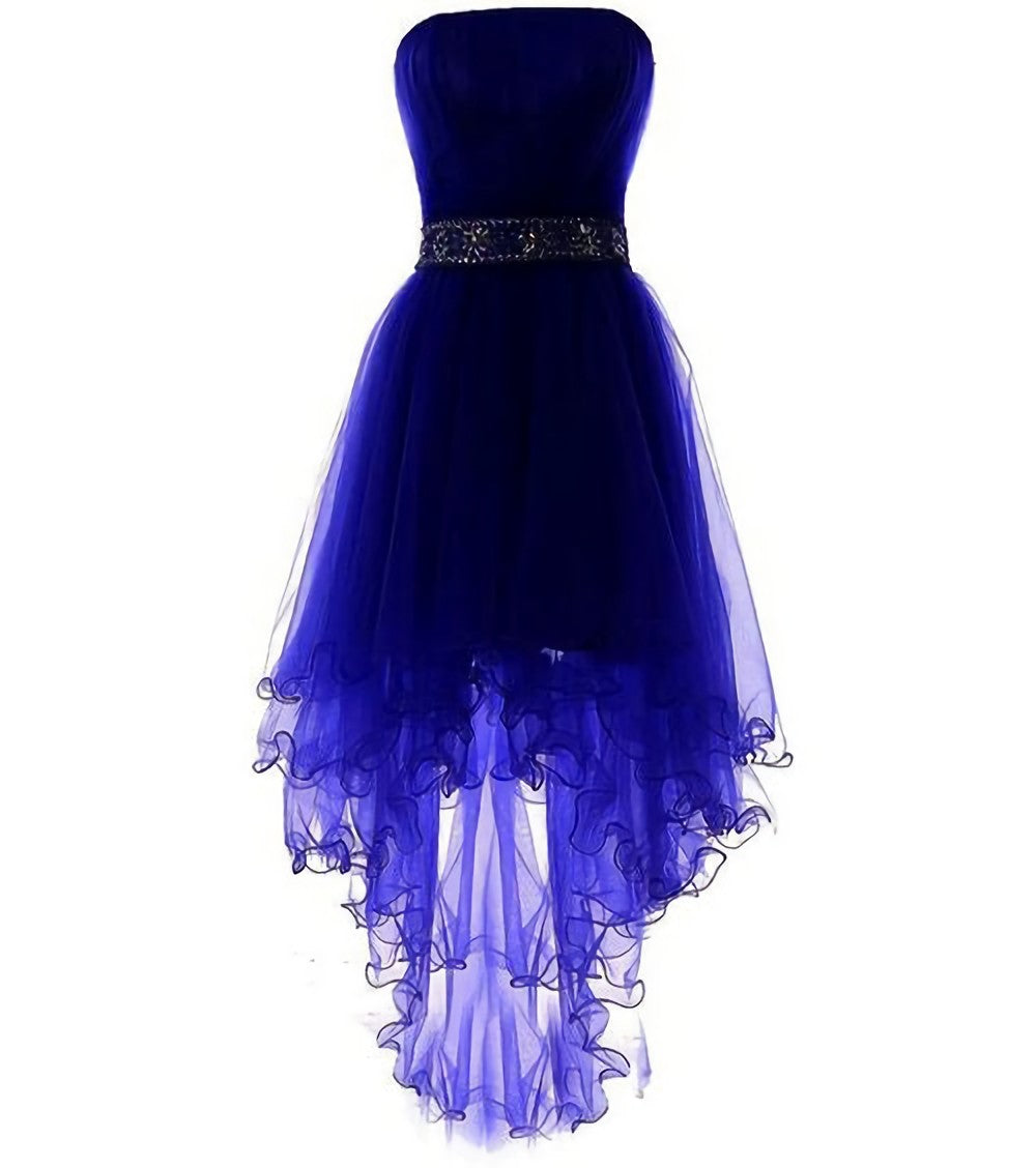 Sparkly Strapless Short A Line Ruyal Blue And Purple Tulle Lace Up Homecoming Dresses