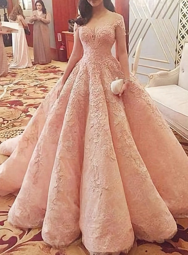 Backless Long Princess Pink Prom Dresses Main image