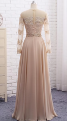 Long sleeve champagne Evening Dresses